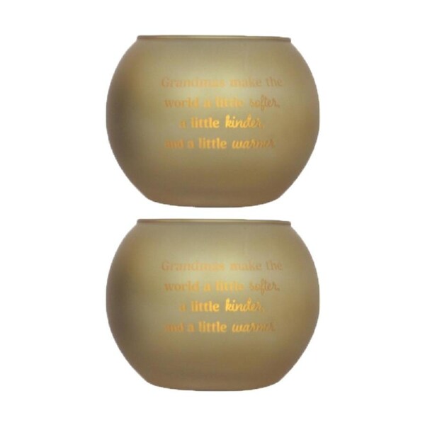 2PK Love & Light Grandma Tea Soy Candle Holder Home Decoration Gift Gold Glass