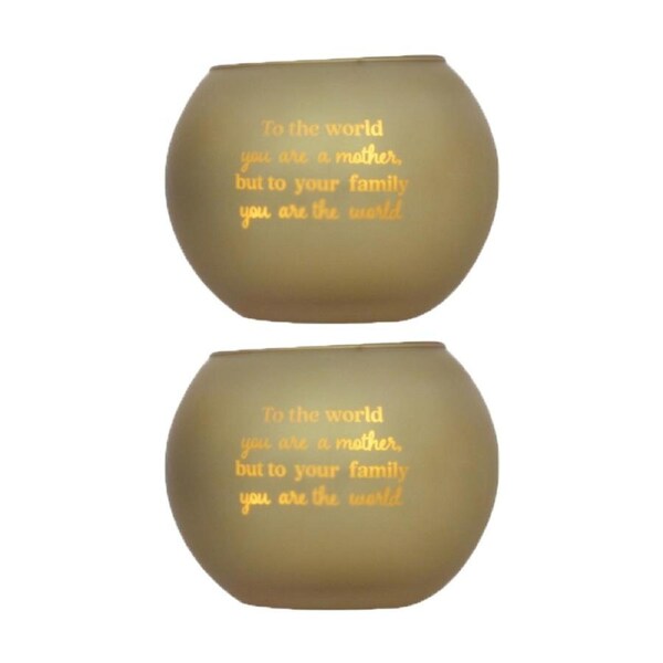 2PK Love & Light Mum Tea Soy Candle Holder Home Decoration Gift Gold Glass