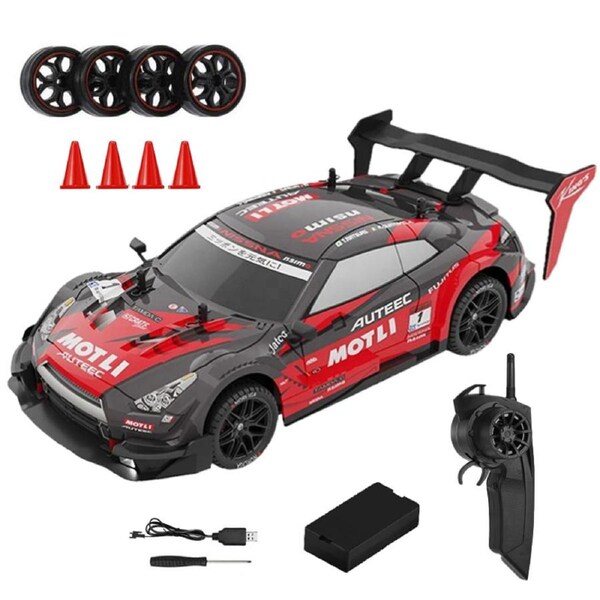 HOLALA 1:16 Scale RC Drift Car 4WD High Speed with LED Lights & Drift for Kids-Blue