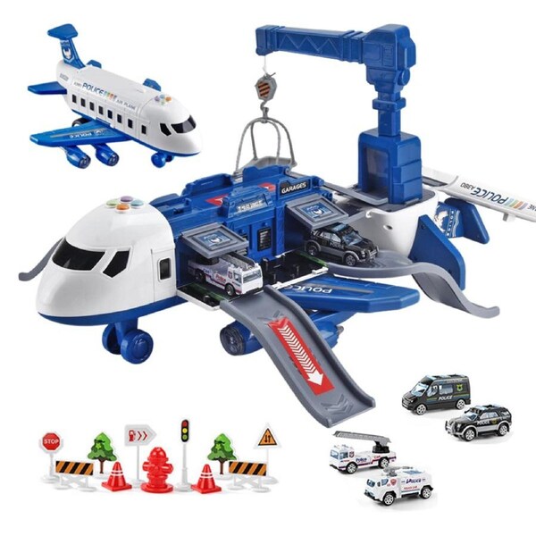 HOLALA Transport Cargo Airplane Toy with Music & Light for Kids-Blue