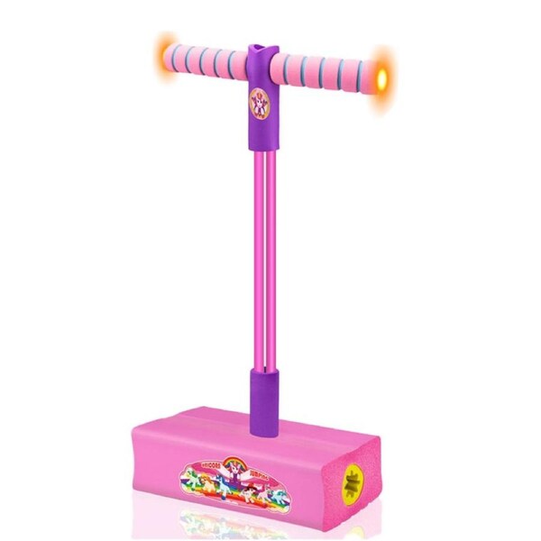 HOLALA Foam Pogo Jumper with Lights for Outdoor Play for Kids-Pink