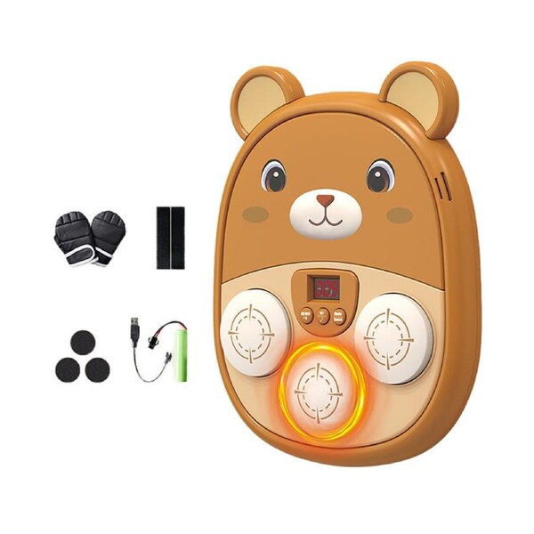 HOLALA Musical Boxing Target Wall-Mounted with Gloves for Kids-BrownBear