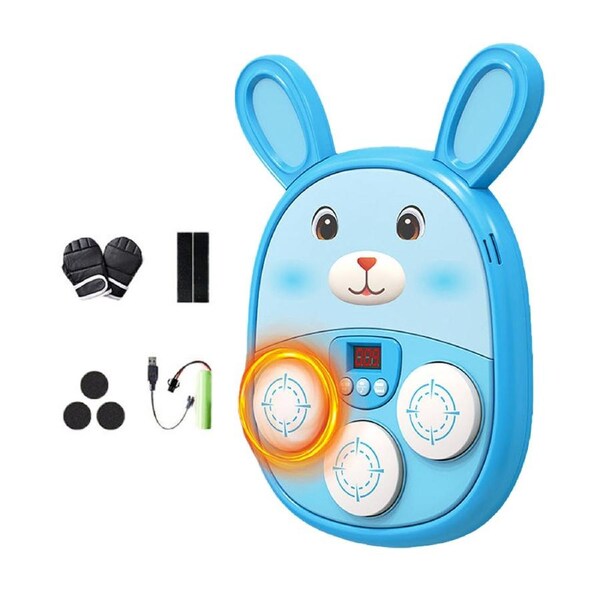 HOLALA Musical Boxing Target Wall-Mounted with Gloves for Kids-BlueRabbit