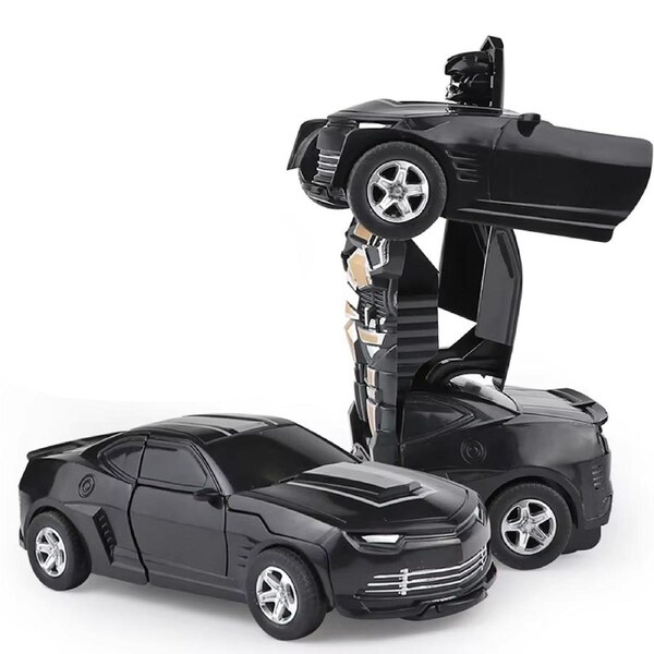 HOLALA Inertial Pull-Back Transforming Car for Kids-Black