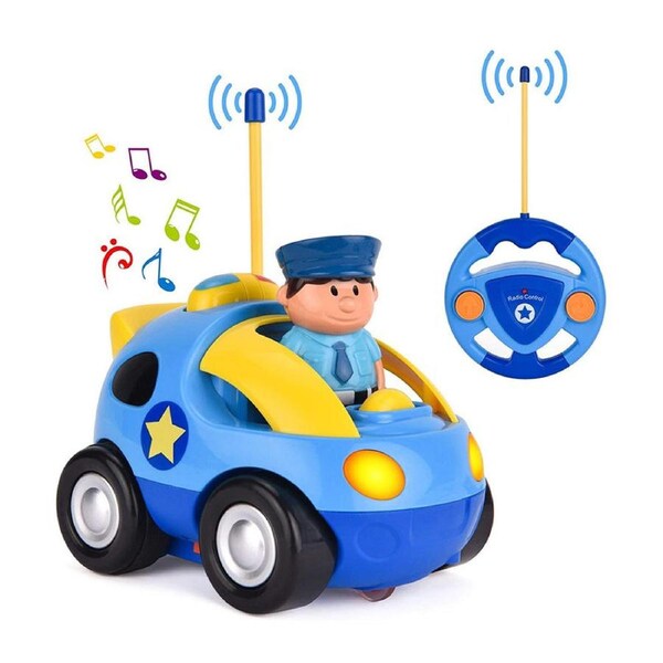 HOLALA Remote Control Cartoon Car with Light & Sound for Kids 18 Months+-Light Blue