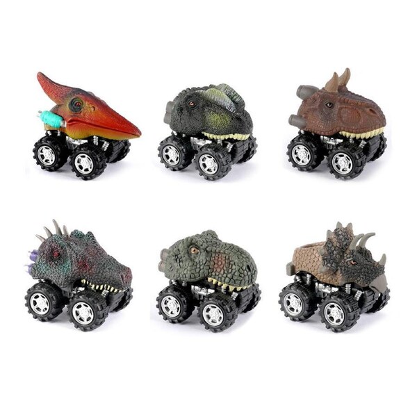 HOLALA 6 Pcs Dinosaur Toys Pull Back Cars for Kids 3+