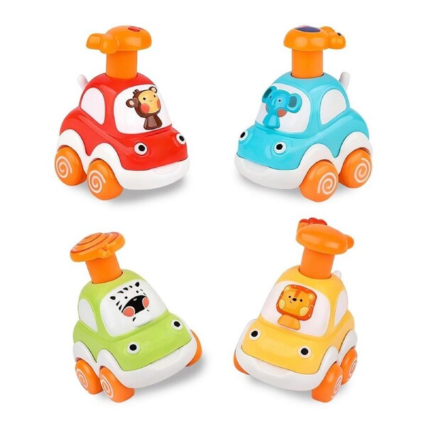 HOLALA 4 Pcs Baby Wind-Up Toy Cars for 18 Months+ -Set B