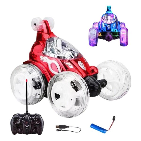 HOLALA Invincible Stunt RC 360 Degree Rolling Twister with Lights & Music-Red