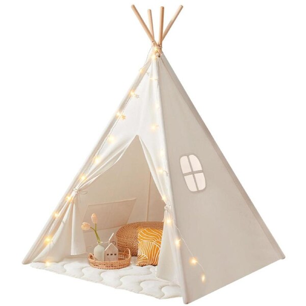 HOLALA Teepee Tent for Kids with Padded Mat & Star Lights