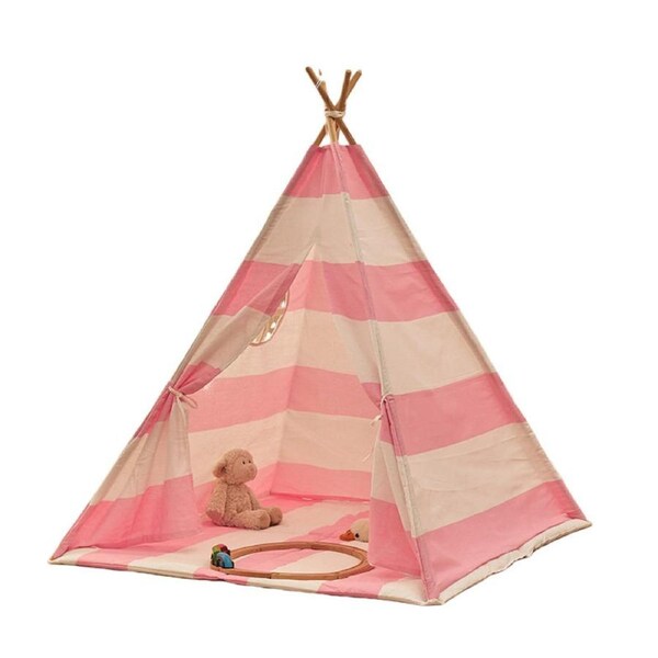 HOLALA Kids Teepee Tent Washable Playhouse-StripePinkWhite