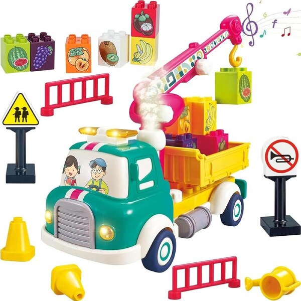 HOLALA Fruit Construction Vehicles with Sound & Light for Kids 3+