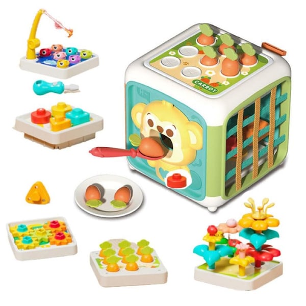 HOLALA 6-in-1 Activity Cube with 3 Game Panels for Ages 3+