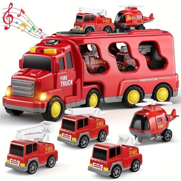 HOLALA Fire Truck Toy Set for Ages 3-5 Kids-Red