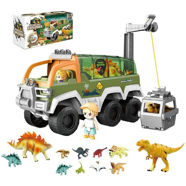 HOLALA Dinosaur Truck Vehicle Toy Set with Figures for 3+ Year Old Kids