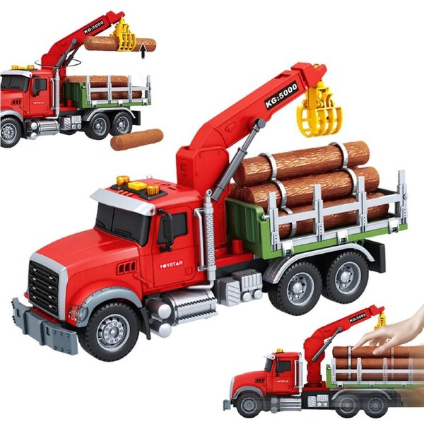 HOLALA Wood Transport Truck Set with Sound & Lights for Ages 3+ Kids
