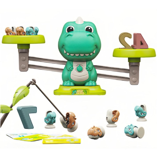 HOLALA Math Learning Toy Dinosaur Balance Scale for 3+ Ages-Green