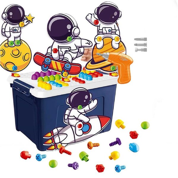 HOLALA 193 Pcs Building Blocks Set Space Storage Box for Kids Ages 4-12