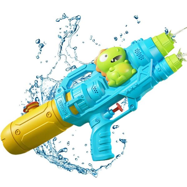 HOLALA Dinosaur Dual Nozzle Water Gun for Kids 4-6 Ages-Blue