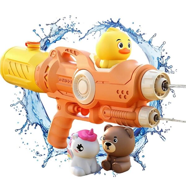 HOLALA 3-in-1 Dual Nozzle Water Gun for Ages 4-8 Kids-Yellow