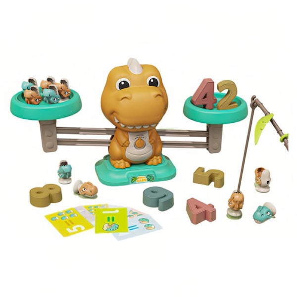 HOLALA Math Learning Toy Dinosaur Balance Scale for 3+ Ages-Orange