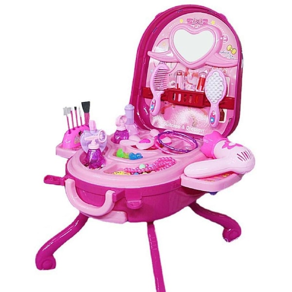 HOLALA Portable Princess Vanity with Mirror for Kids-Pink