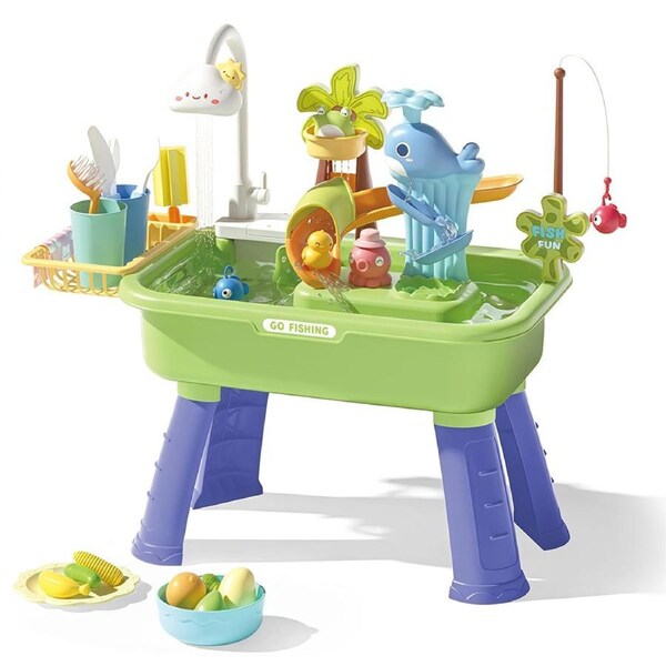 HOLALA Kitchen Play Sink Toy Floating Pool Toys Fishing Game for Boys Girls 3+ -Green