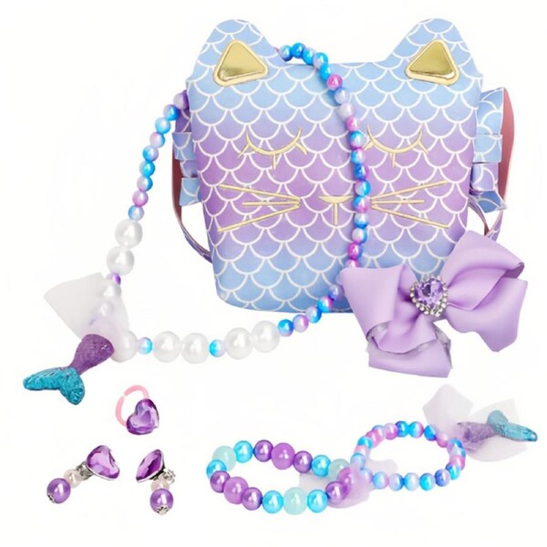 HOLALA Kids Mermaid Purse Cat Bag Jewelry Toys for Girls Ages 3-6
