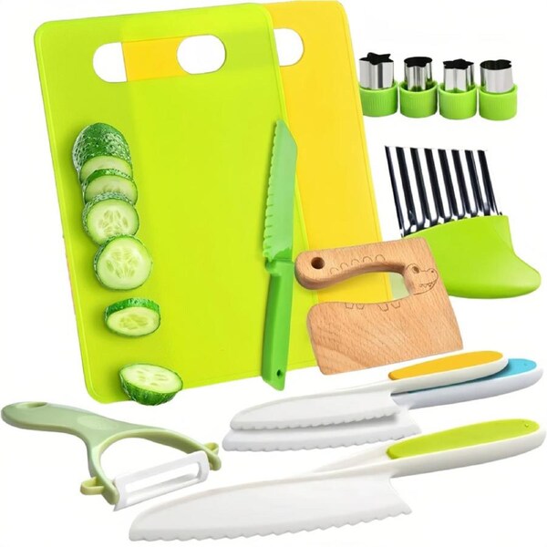 HOLALA 13Pcs Kitchen Toys Kids Real Cooking Sets Children Safe Knives-SafetyKit