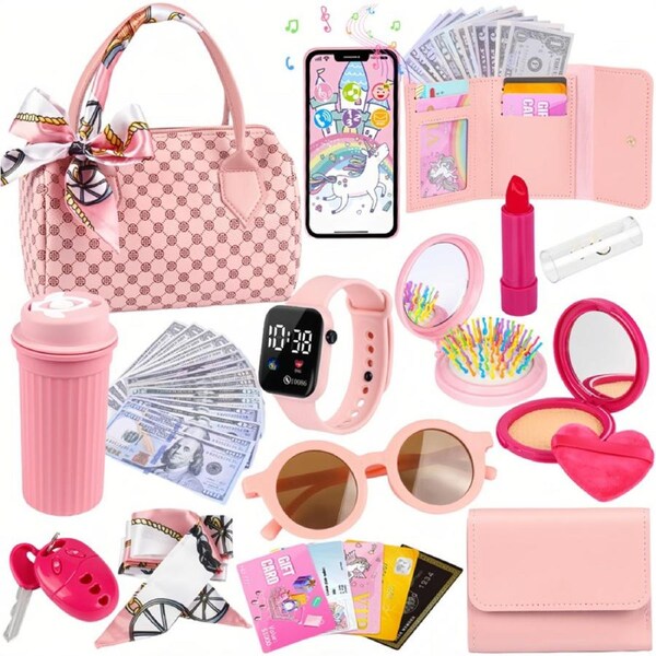 HOLALA 31Pcs Kids Purse Makeup Princess Toys for Girls 3-6-SC331