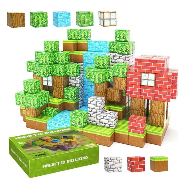 HOLALA 100Pcs Magnetic Blocks Build Mine Magnet Tiles World Set for Toddler Kids Toys