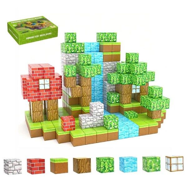 HOLALA 48Pcs Magnetic Blocks Build Mine Magnet Tiles World Set for Toddler Kids Toys