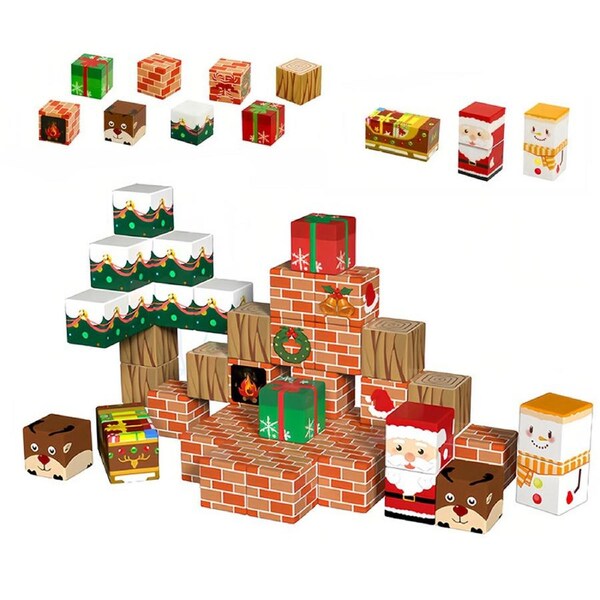 HOLALA 48Pcs Christmas Magnetic Building Blocks STEM Montessori Toys for Toddlers Kids