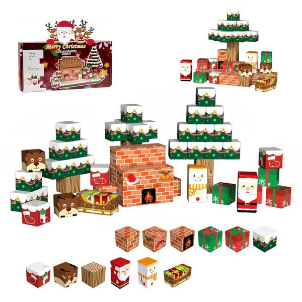 HOLALA 64Pcs Christmas Magnetic Building Blocks STEM Montessori Toys for Toddlers Kids