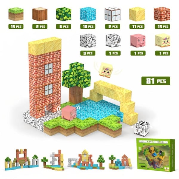 HOLALA 81Pcs Magnetic Building Blocks Garden Set STEM Learning Toys for Kids Gifts
