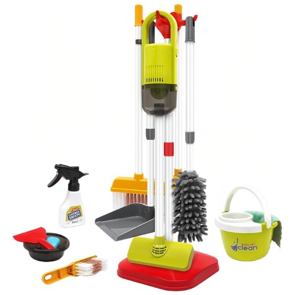 HOLALA 14Pcs Kids Cleaning Set Home Cleaning Playset for Child Age 3-7-Blue