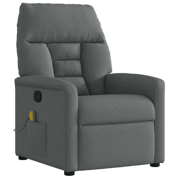 Massage Recliner Chair Dark Grey Fabric vidaXL