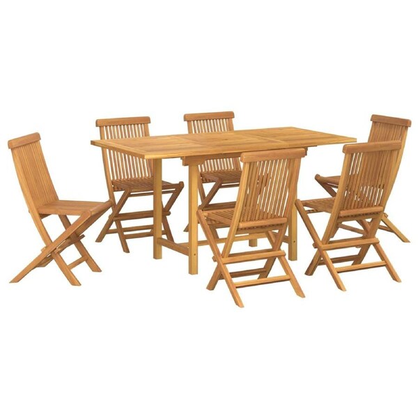 Garden Dining Set 7 pcs Brown Solid Teak Wood vidaXL