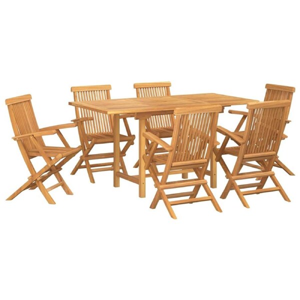 Garden Dining Set 7 pcs Brown Solid Teak Wood vidaXL