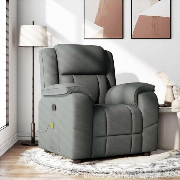 Massage Recliner Chair Dark Grey Fabric vidaXL