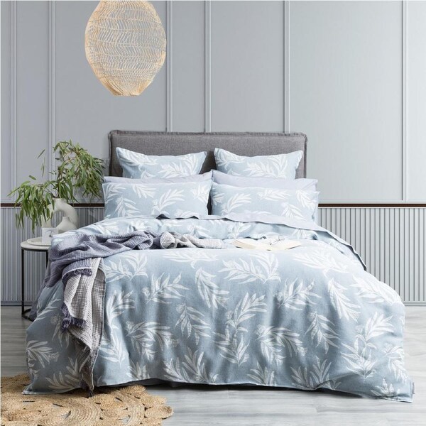 Renee Taylor Native Cotton Jacquard Quilt Cover/2x Pillowcase French Blue King