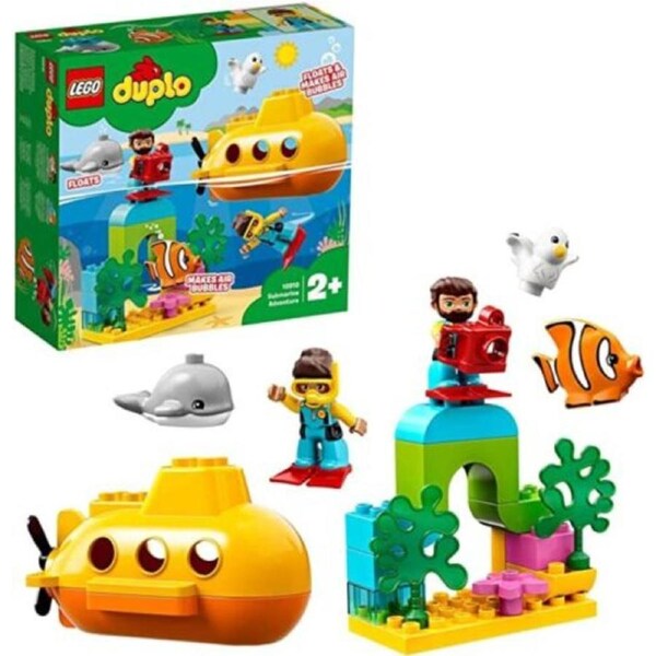 LEGO DUPLO 10910 Submarine Adventure Set Fish Whale Coral Seagull Diver Bath