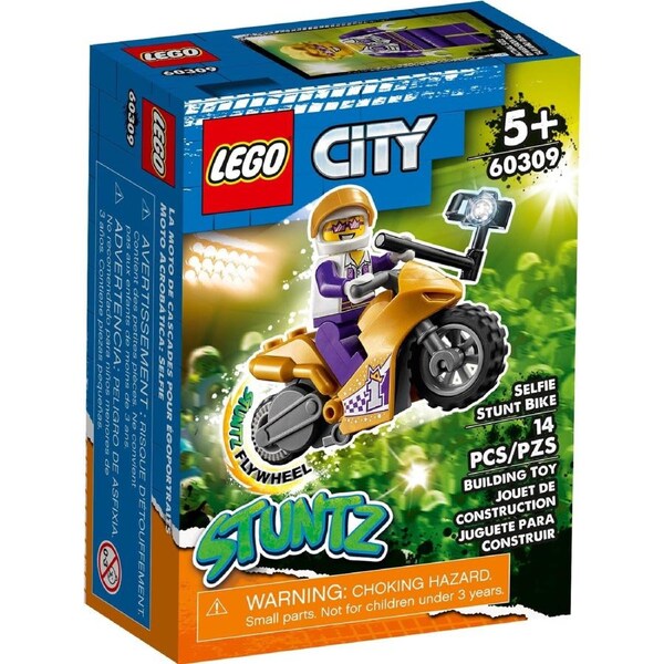 LEGO 60309 Selfie Stunt Bike: Flywheel Motorcycle Toy with Spotlight