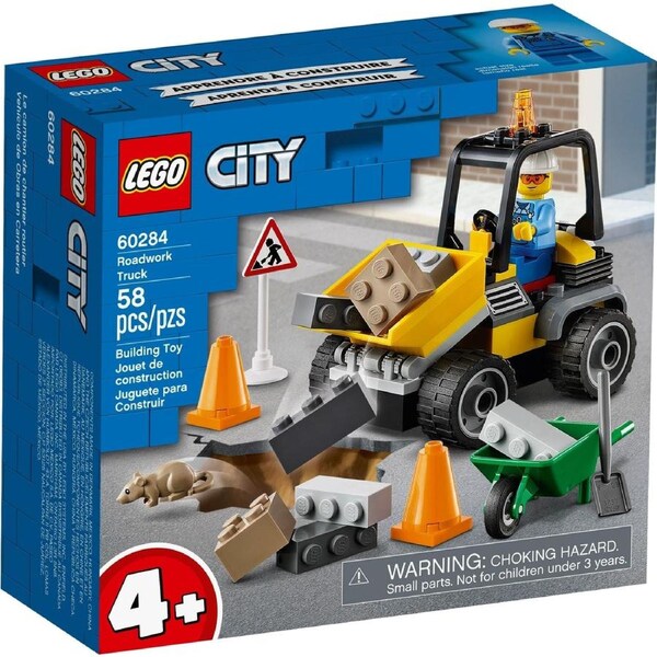 LEGO 60284 Roadwork Truck Toy Building Set with Minifigure