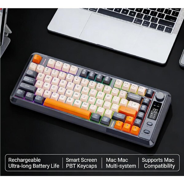 Free Wolf M75 Wireless Bluetooth Dual Mode Keyboard Office Silent PBT Ball Cap Gaming Keyboard