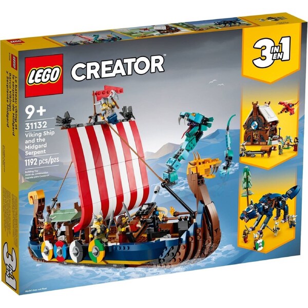 LEGO 31132 Viking Ship & Midgard Serpent 3in1 Building Set