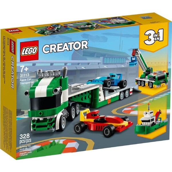 LEGO 31113 Race Car Transporter: Truck, Crane & Tugboat 3in1