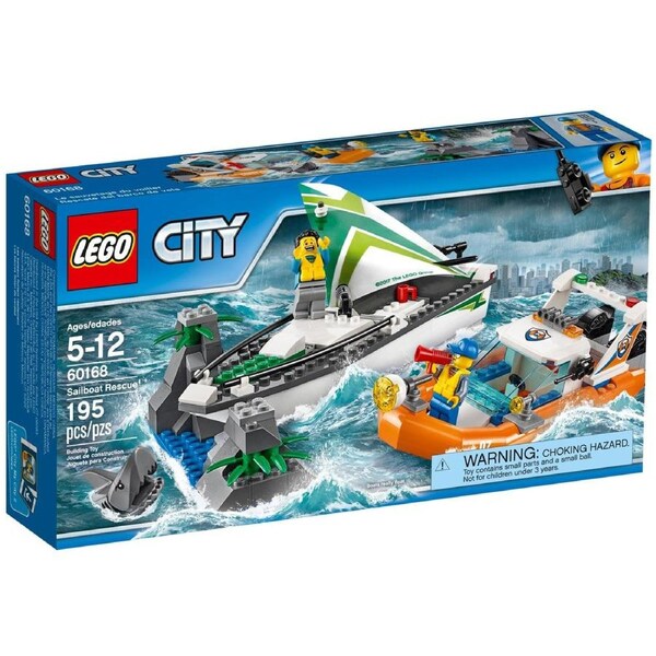 LEGO 60168 Sailboat Rescue Mission Coast Guard Boat Set