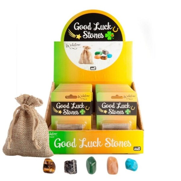 Wishstone Good Luck Set with 5 Unique Gemstones and Hessian Bag