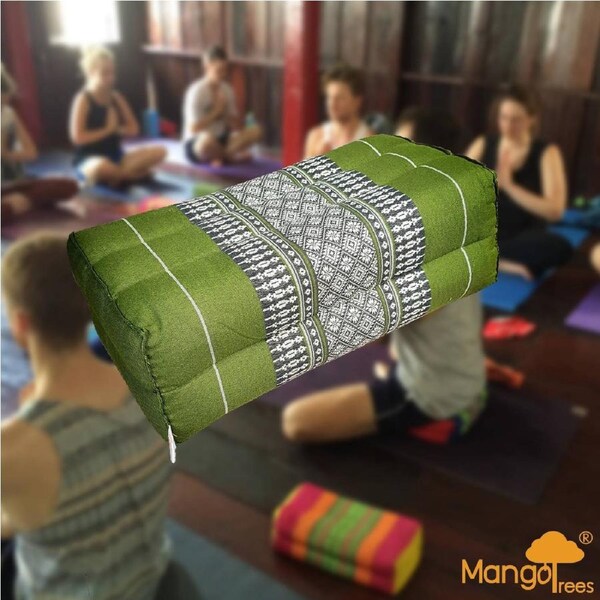 Thai Handmade Yoga Block Meditation Cushion Green with 100% Organic Kapok