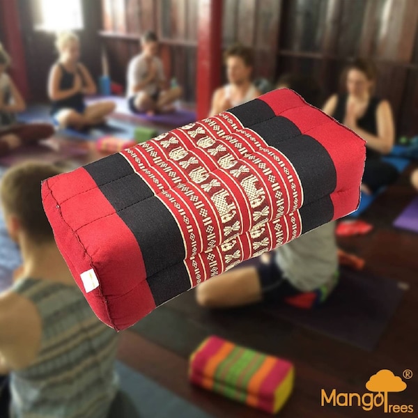Thai Handmade Yoga Block Meditation Cushion Red Elephant with 100% Organic Kapok